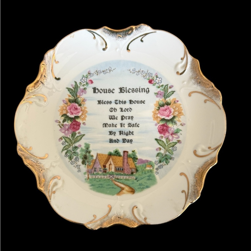 Gold and White Decorative Plate